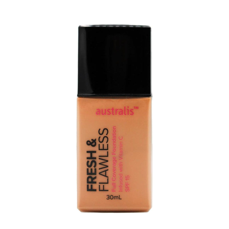 Australis Fresh & Flawless Full Coverage Foundation SPF15 30ml - Caramel | Discount Brand Name Cosmetics  