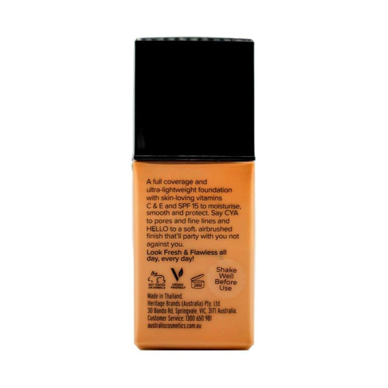 Australis Fresh & Flawless Full Coverage Foundation SPF15 30ml - Toffee | Discount Brand Name Cosmetics  
