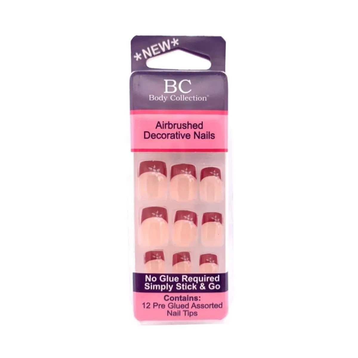 Body Collection Airbrushed Nails – Red, Pre-Glued Press-Ons