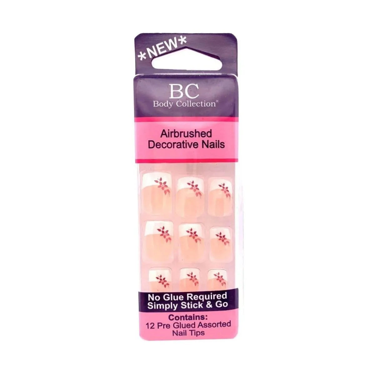 Body Collection Airbrushed Nails – White, Pre-Glued