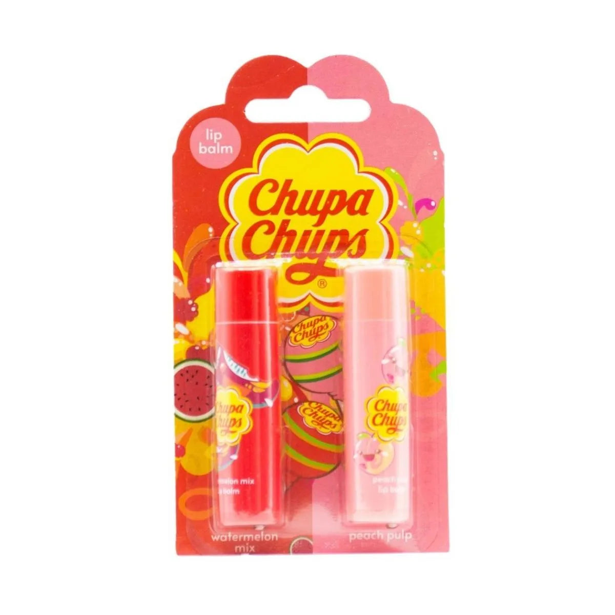 Chupa Chups Lip Balm Twin Pack – Watermelon & Peach Flavors