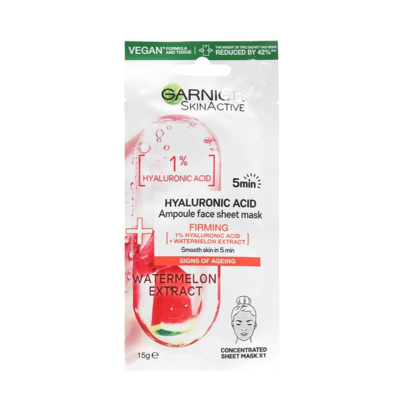 Garnier Hyaluronic Acid with Watermelon Extract Skin Active Sheet Mask - 15g | Discount Brand Name Cosmetics  