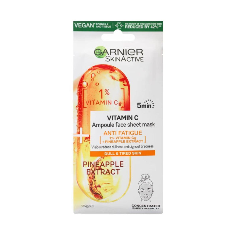 Garnier Skin Active Vitamin C Pineapple Extract Ampoule Face Mask - 15g | Discount Brand Name Cosmetics  