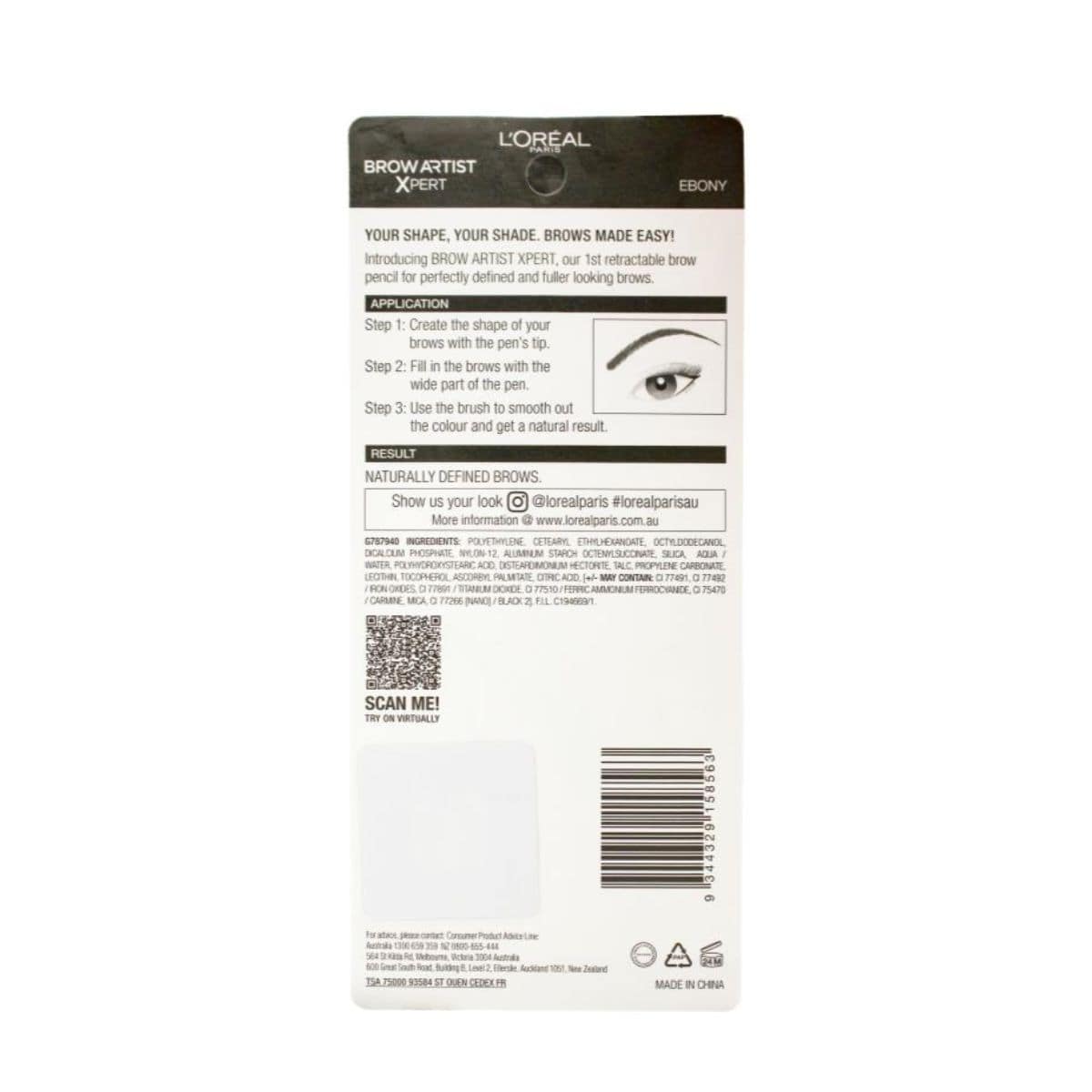 L'Oreal Paris Brow Artist Xpert Brow Pencil - Ebony | Discount Brand Name Cosmetics  