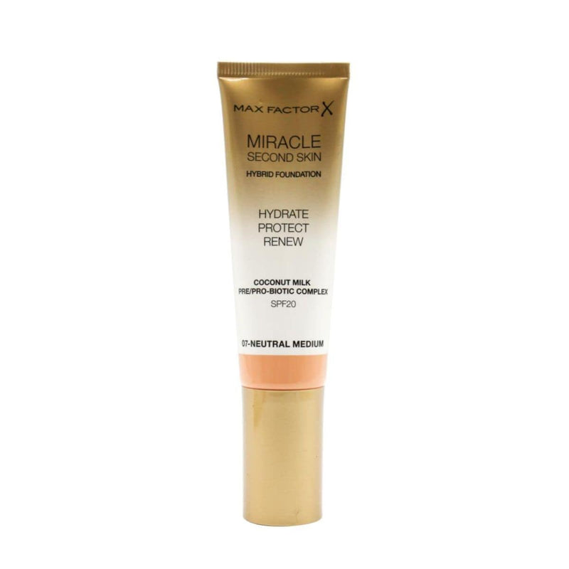 Max Factor Miracle Second Skin Hybrid Foundation - Neutral Medium 07 | Discount Brand Name Cosmetics  