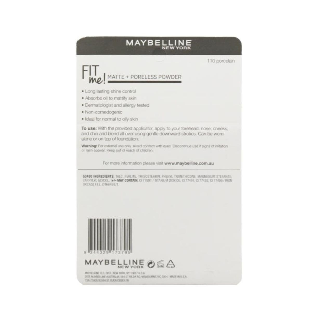 Maybelline FIT Me Matte + Poreless Pressed Powder - Porcelain 110 | Discount Brand Name Cosmetics