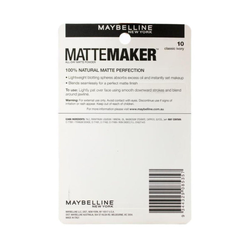 Maybelline Matte Maker Mattifying Powder - Classic Ivory 10 | Discount Brand Name Cosmetics