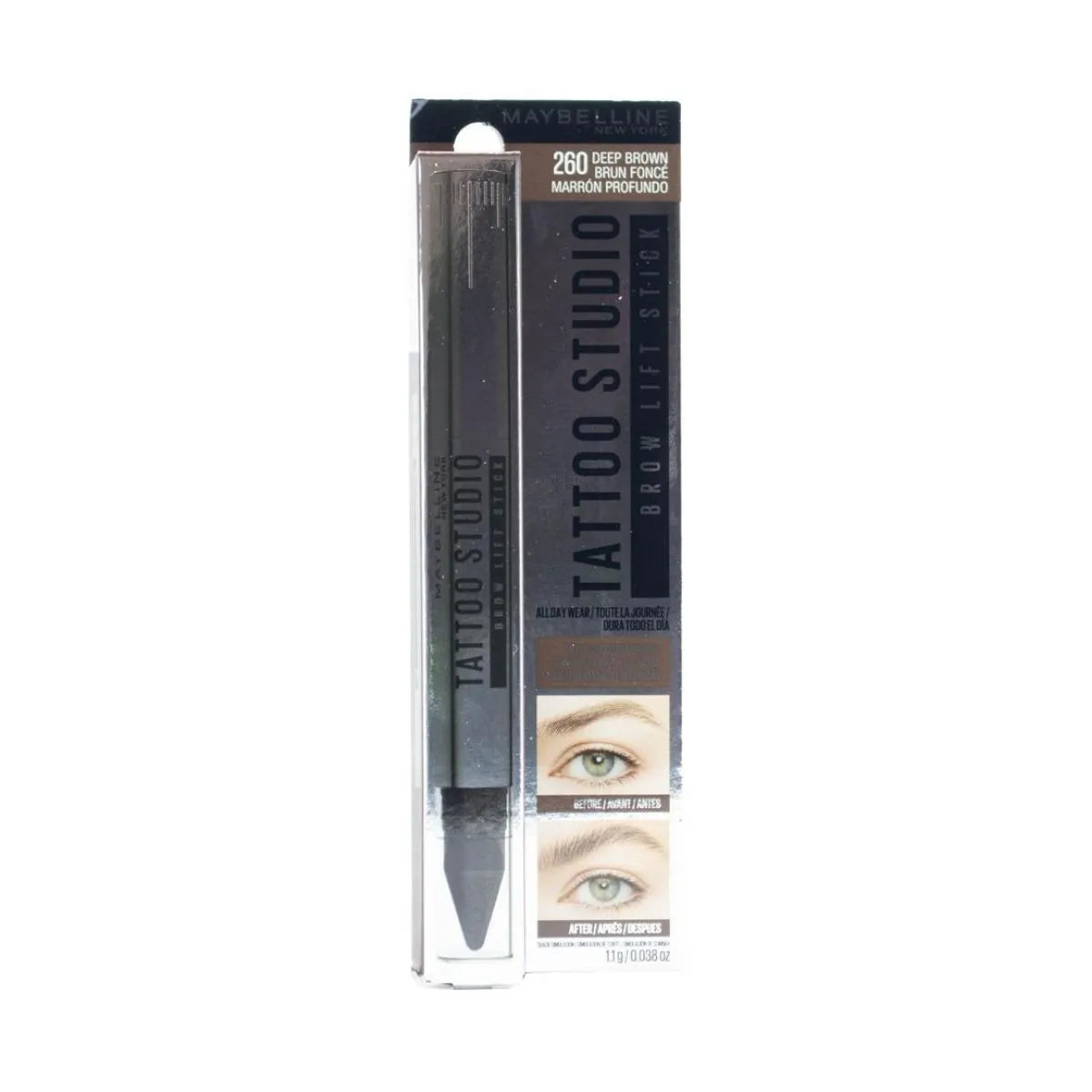 Maybelline Brow Lift Stick Deep Brown – 2-in-1 Wax & Brush 