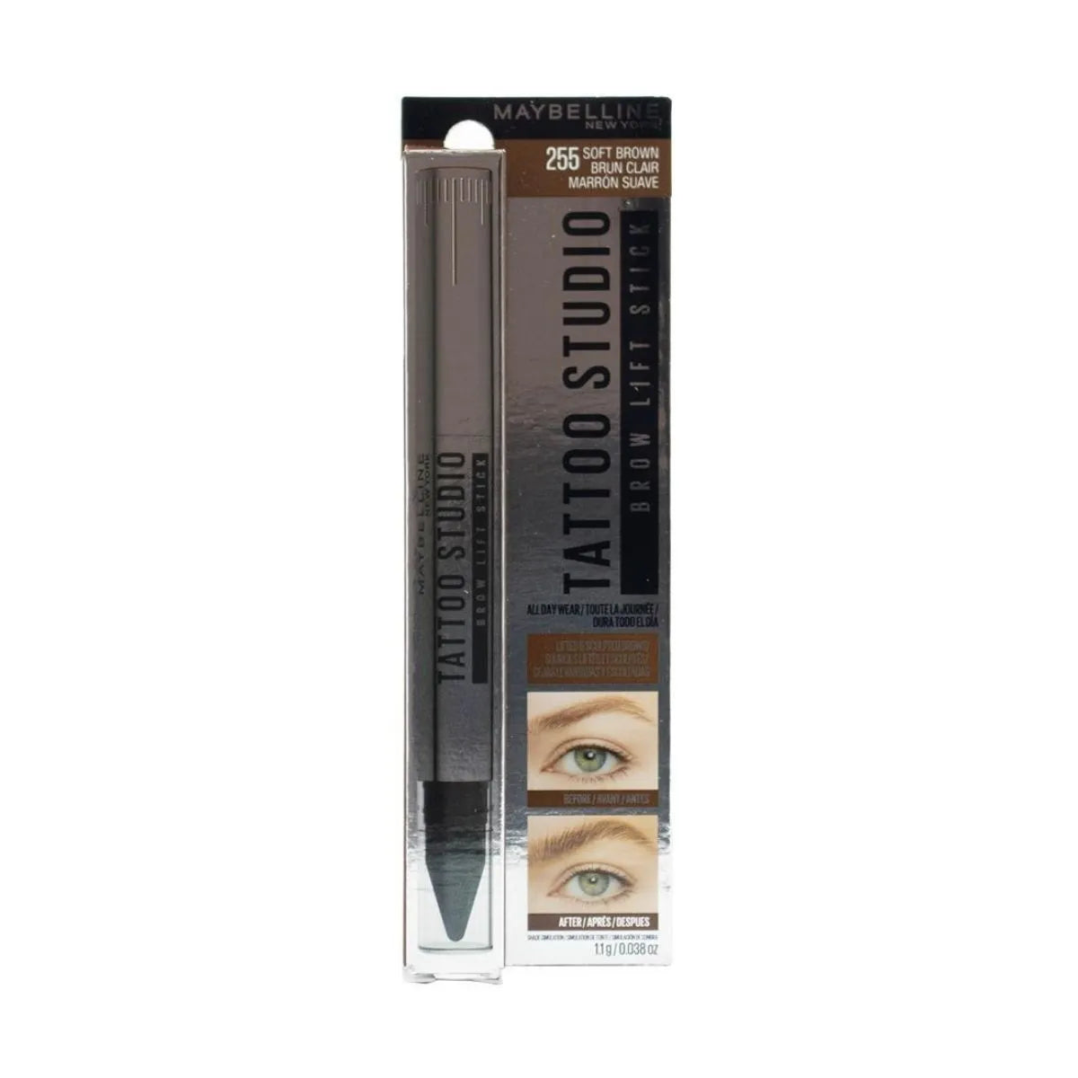 Maybelline Brow Lift Stick Soft Brown – 2-in-1 Wax & Brush (Carded)