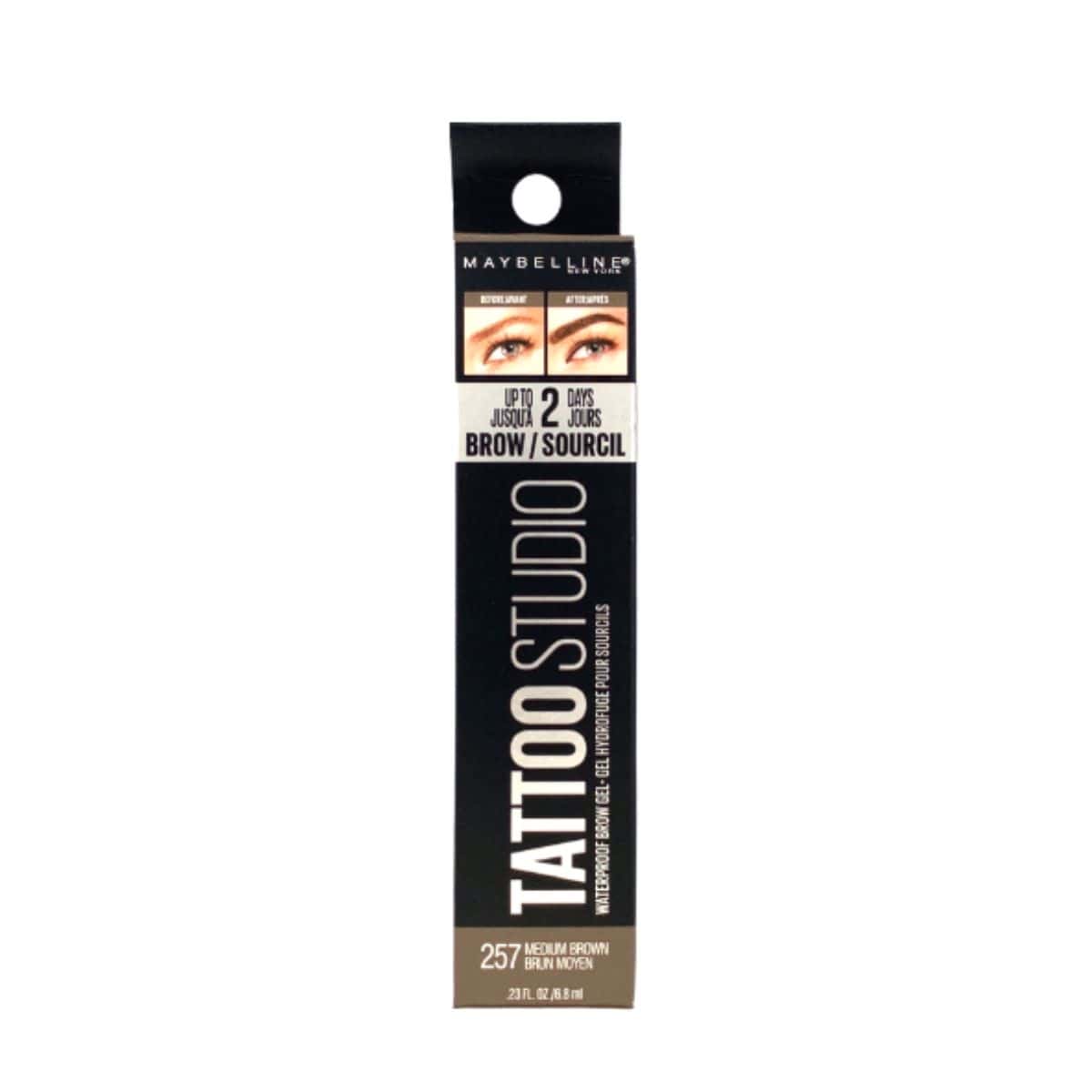 Maybelline Tattoo Studio Waterproof Brow Gel - Medium Brown 257 | Discount Brand Name Cosmetics
