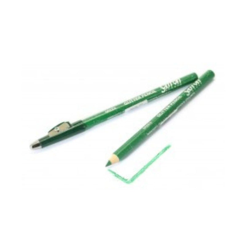 Saffron Glitter Eye Pencil w. Sharpener - Green | Discount Brand Name Cosmetics 