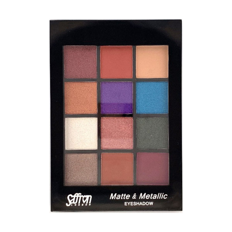 Saffron Matte & Metallic 12 Pan Eyeshadow Palette - 03 | Discount Brand Name Cosmetics 