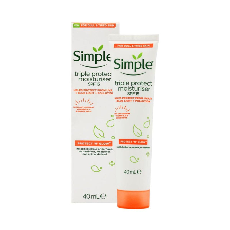 Simple Triple Protect Moisturiser SPF 15 - 40ml | Discount Brand Name Cosmetics