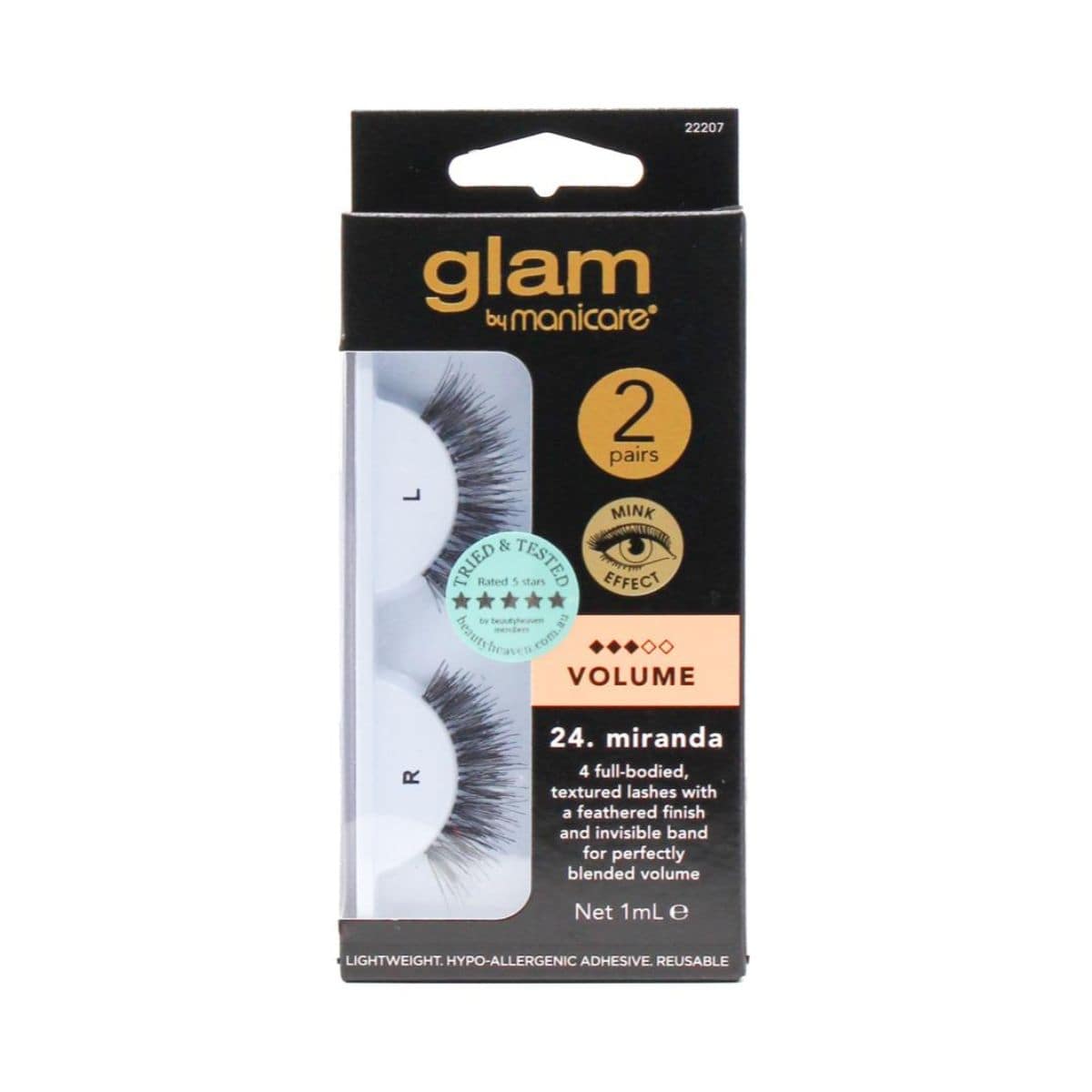 Manicare 2 Pair Volume Mink Effect Lashes - Miranda 24 | Discount Brand Name Cosmetics
