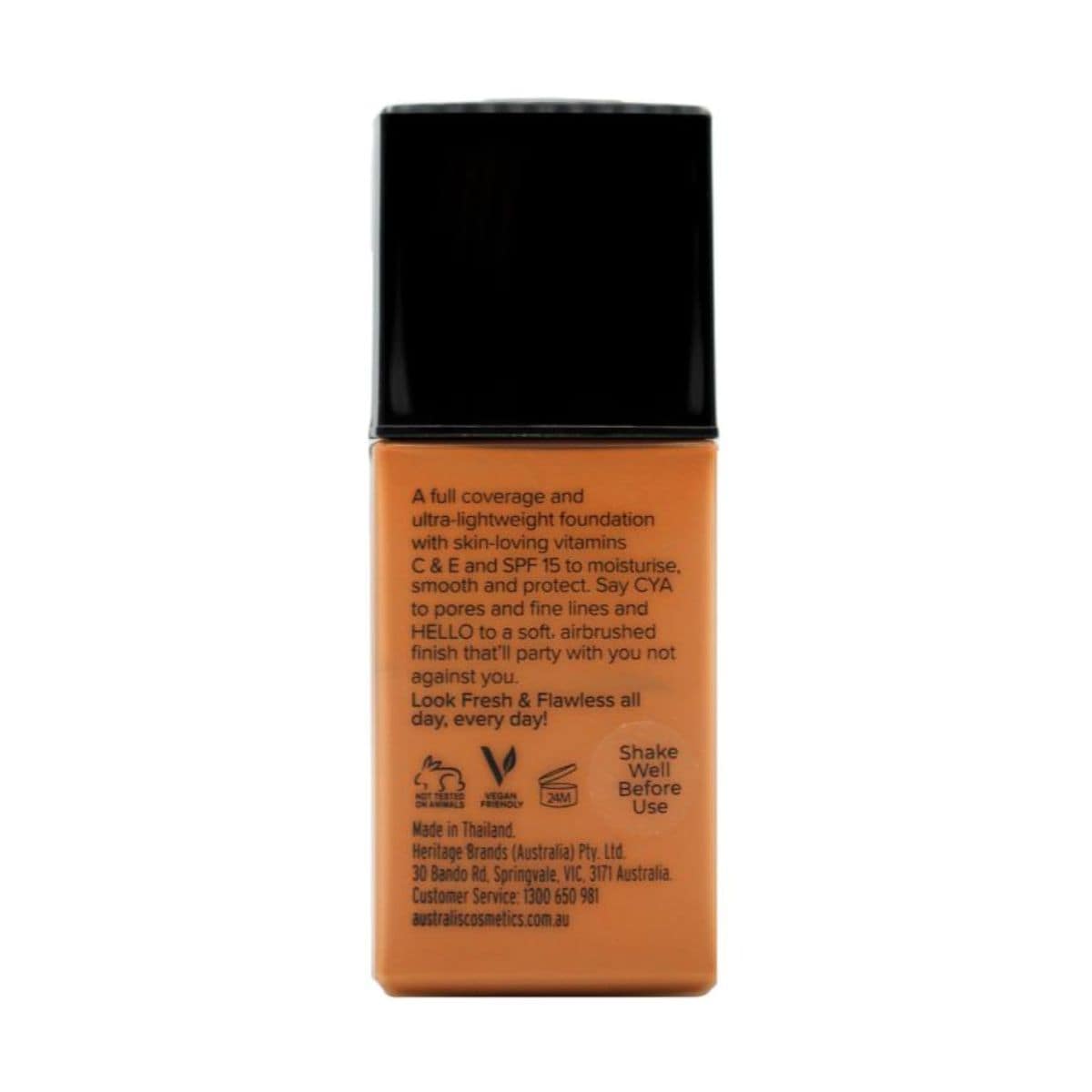 Australis Fresh & Flawless Full Coverage Foundation SPF15 30ml - Deep Tan | Discount Brand Name Cosmetics  