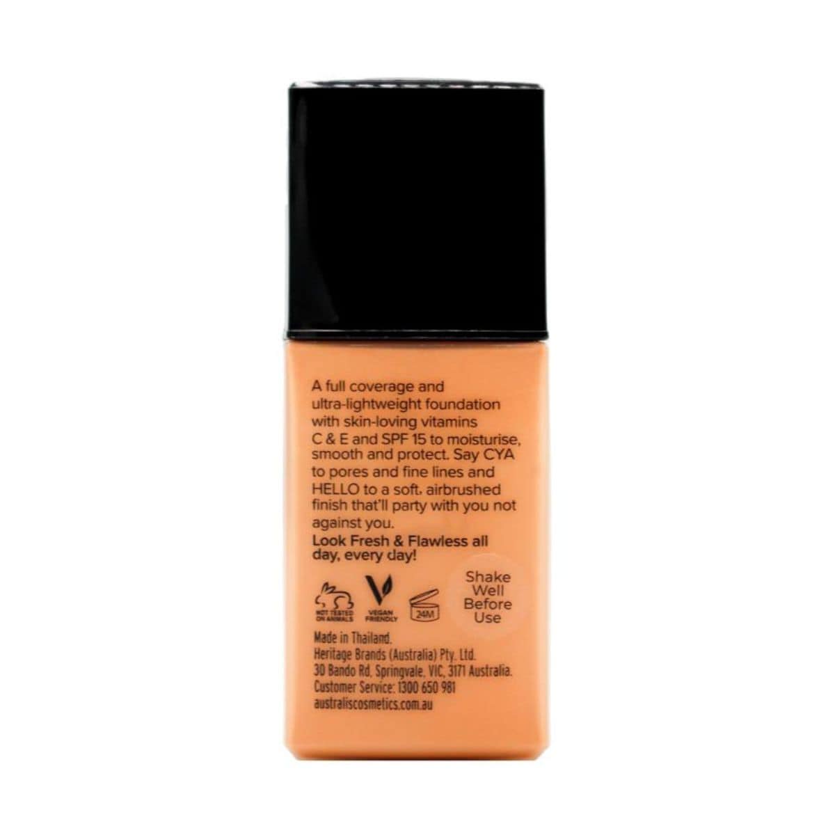 Australis Fresh & Flawless Full Coverage Foundation SPF15 30ml - Golden Tan | Discount Brand Name Cosmetics  