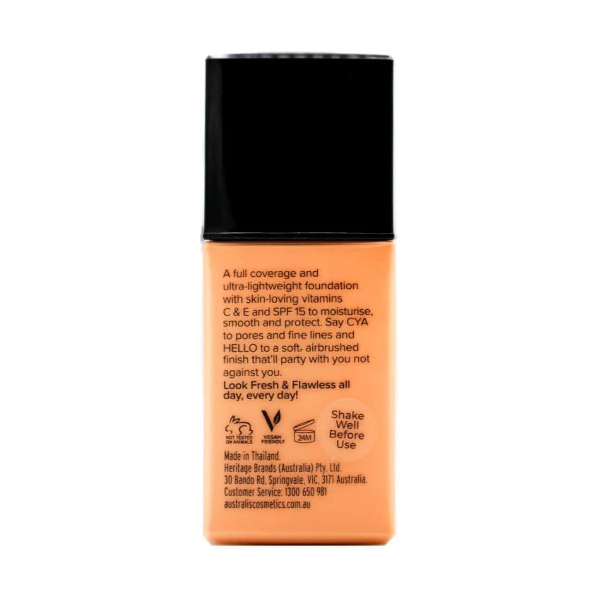 Australis Fresh & Flawless Full Coverage Foundation SPF15 30ml - Tawny | Discount Brand Name Cosmetics  