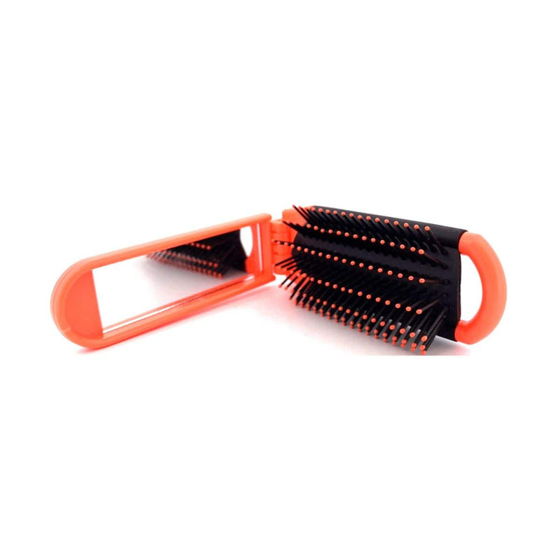 Body Collection Folding Brush with Mirror - Coral | Discount Brand Name Cosmetics