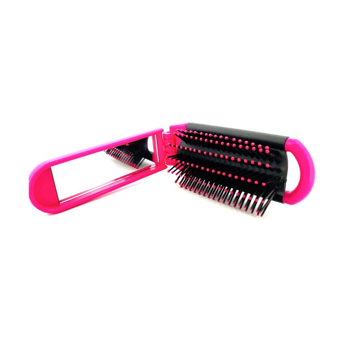 Body Collection Folding Brush with Mirror - Pink | Discount Brand Name Cosmetics