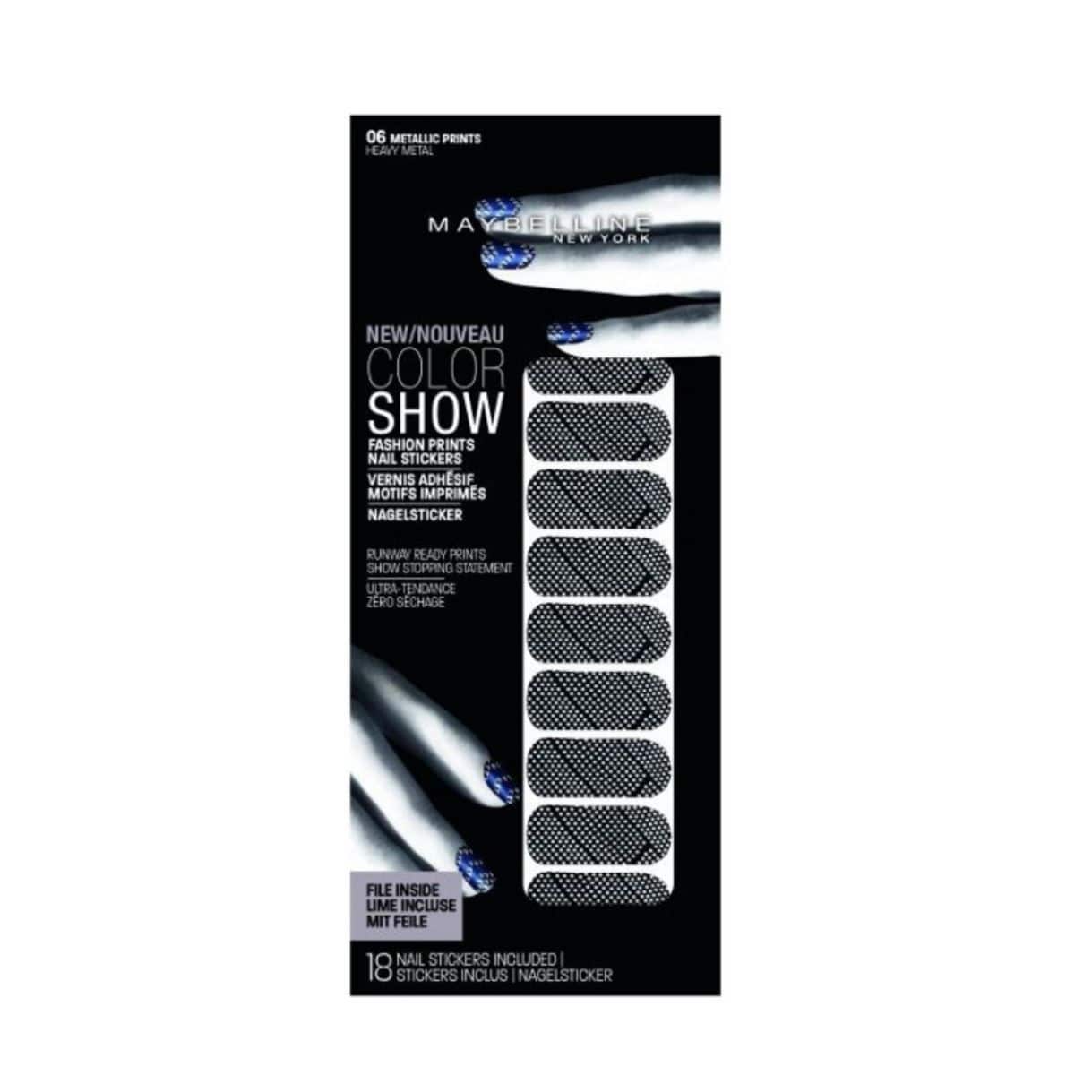 Maybelline Color Show Fashion Prints Nail Stickers - Heavy Metal 06 | Discount Brand Name Cosmetics