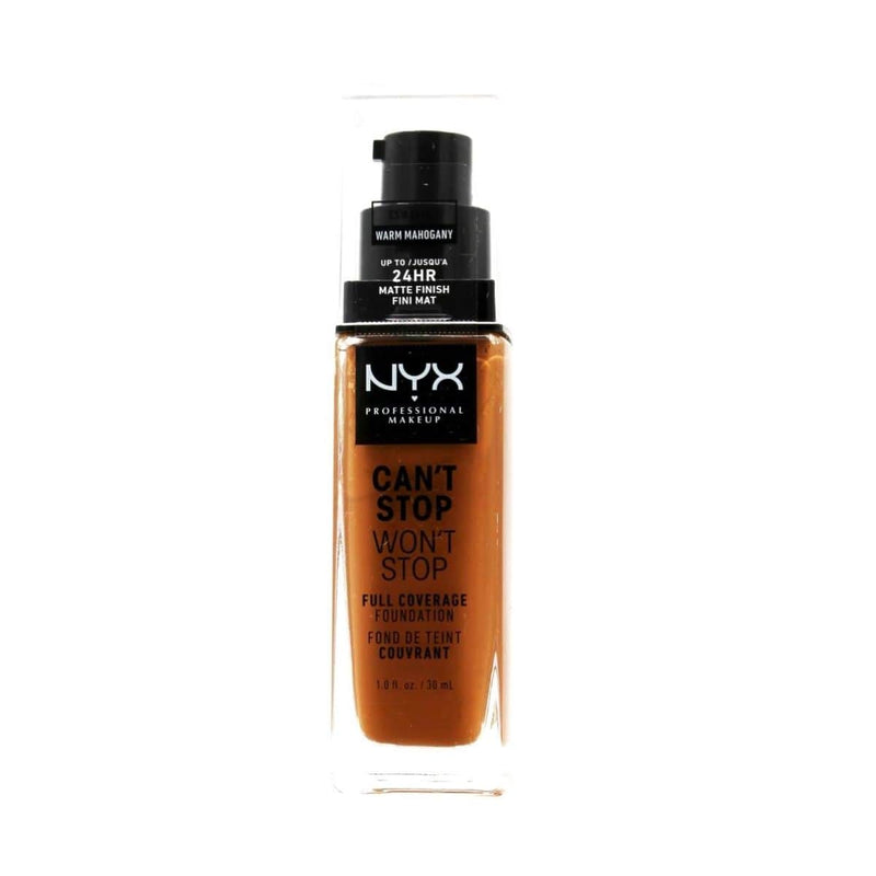 NYX Can't Stop Won't Stop Full Coverage Foundation - Warm Mahogany | Discount Brand Name Cosmetics