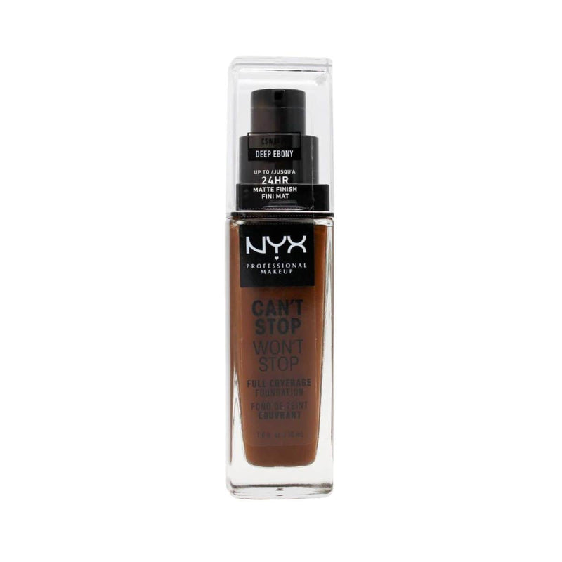 NYX Can't Stop Won't Stop Full Coverage Foundation - Deep Ebony | Discount Brand Name Cosmetics