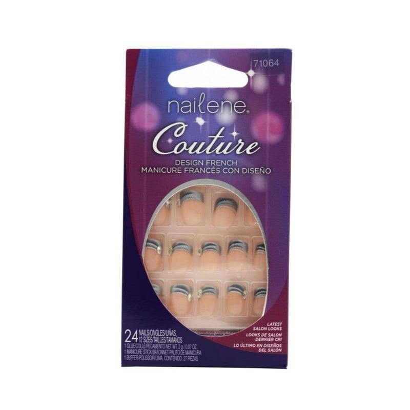 Nailene Couture Design French Manicure False Nails - Platinum 71064 | Discount Brand Name Cosmetics
