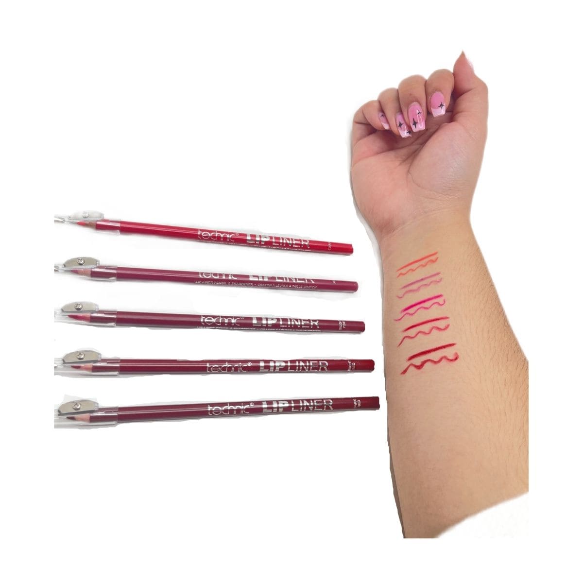 Technic Lip Liner Pencil & Sharpener - Dark Red | Discount Brand Name Cosmetics